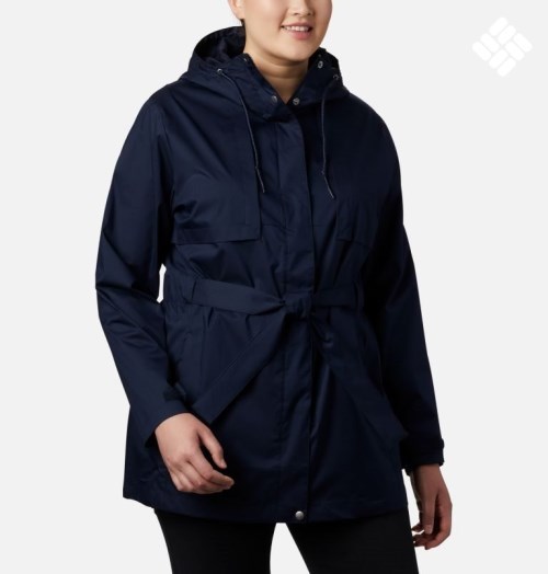 Women's Columbia Pardon My Trench Rain Jackets Navy | Plus Size CA-Q3L65